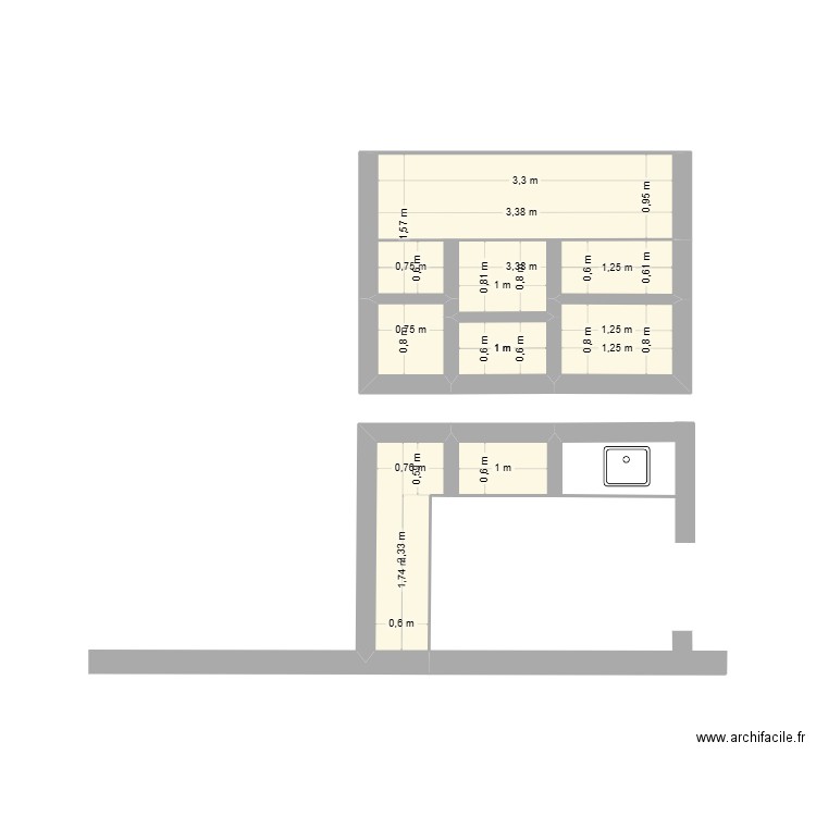 Cuisine extérieure. Plan de 6 pièces et 10 m2