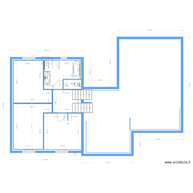 Modifs maison Doune V2. Plan de 4 pièces et 48 m2