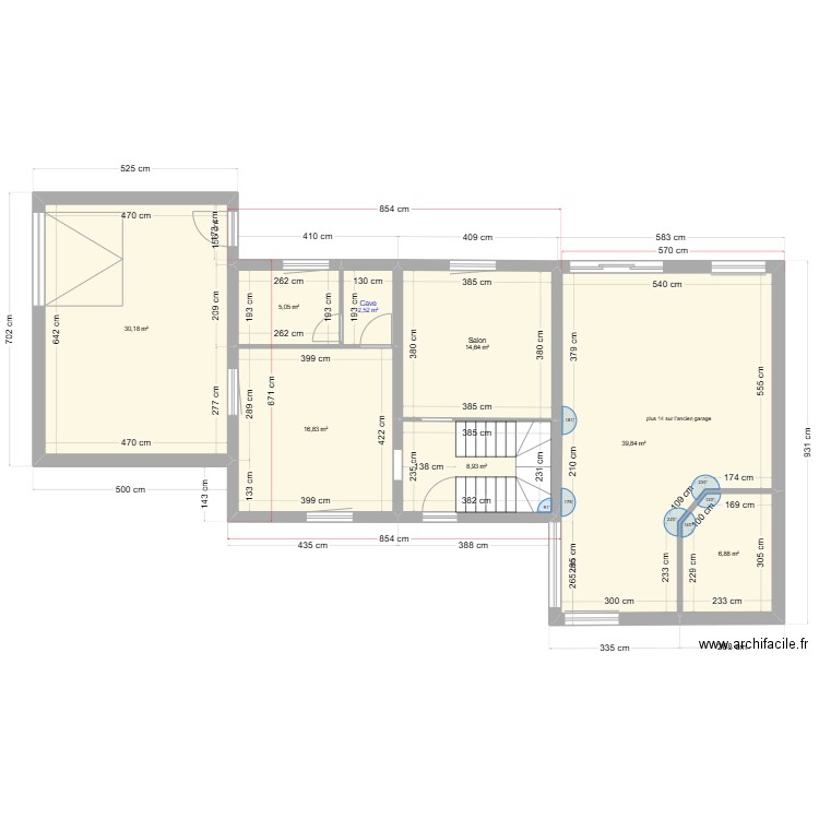 Troisgots cotes Archi existantes extérieur V1. Plan de 20 pièces et 227 m2