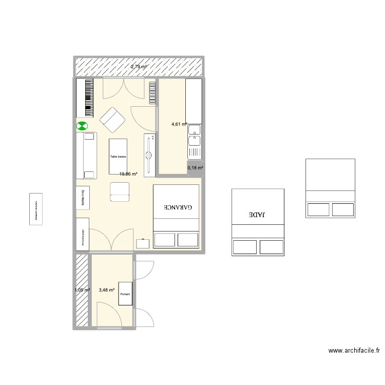 Picpus. Plan de 6 pièces et 32 m2