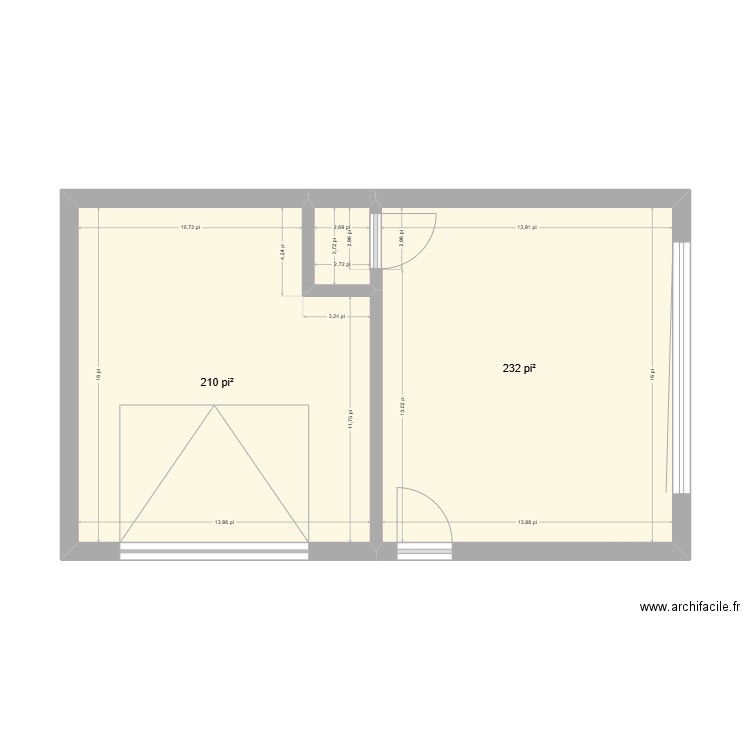 garage. Plan de 2 pièces et 41 m2