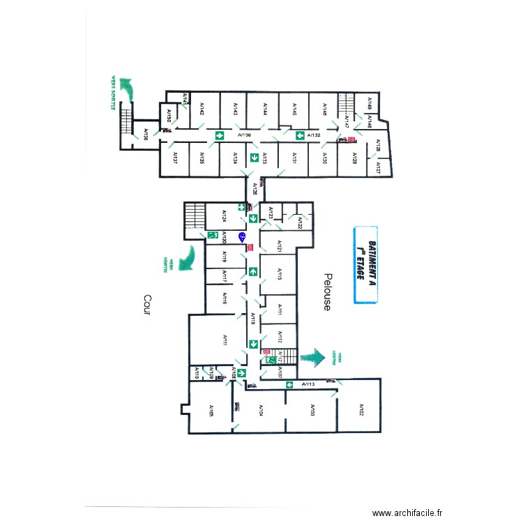 BâtA 1er étage évac2. Plan de 0 pièce et 0 m2