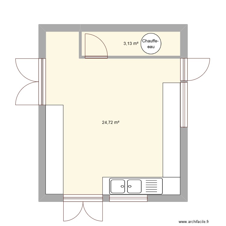 Laboratoire. Plan de 2 pièces et 28 m2