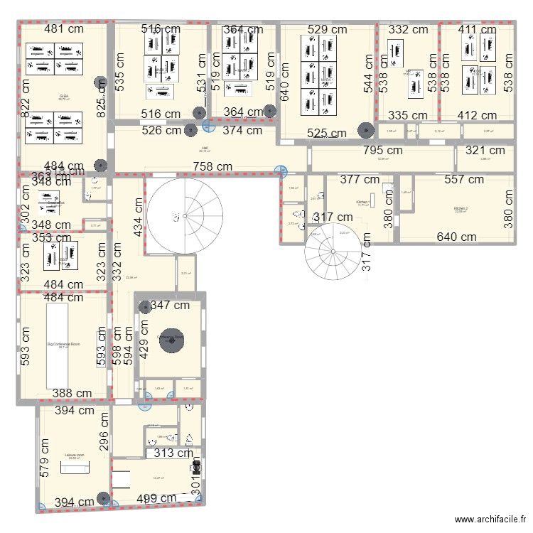 New location _B8_v7. Plan de 37 pièces et 407 m2