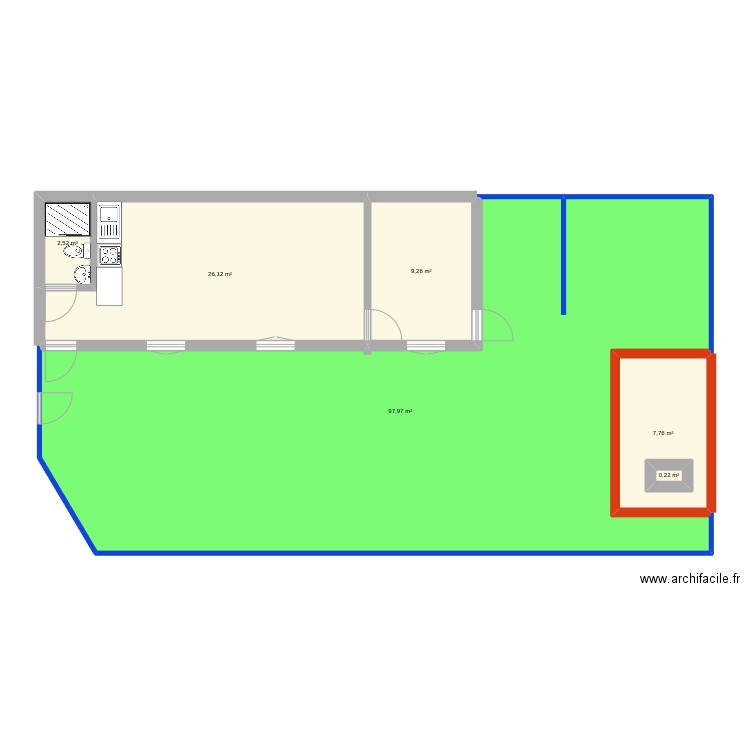 Bouba. Plan de 6 pièces et 145 m2