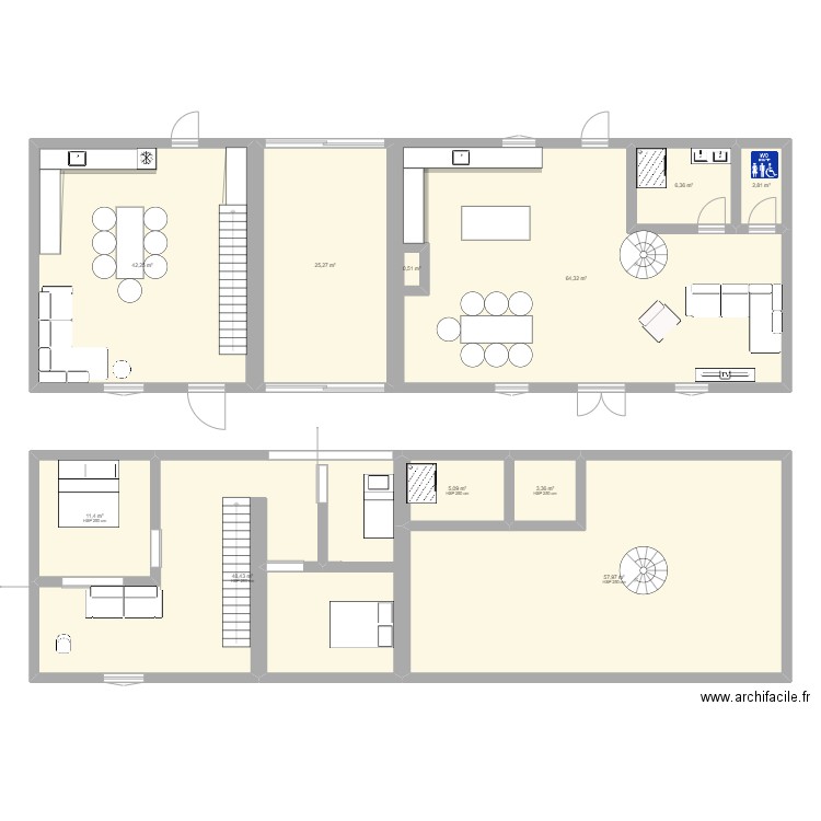 Vic Vic. Plan de 11 pièces et 268 m2