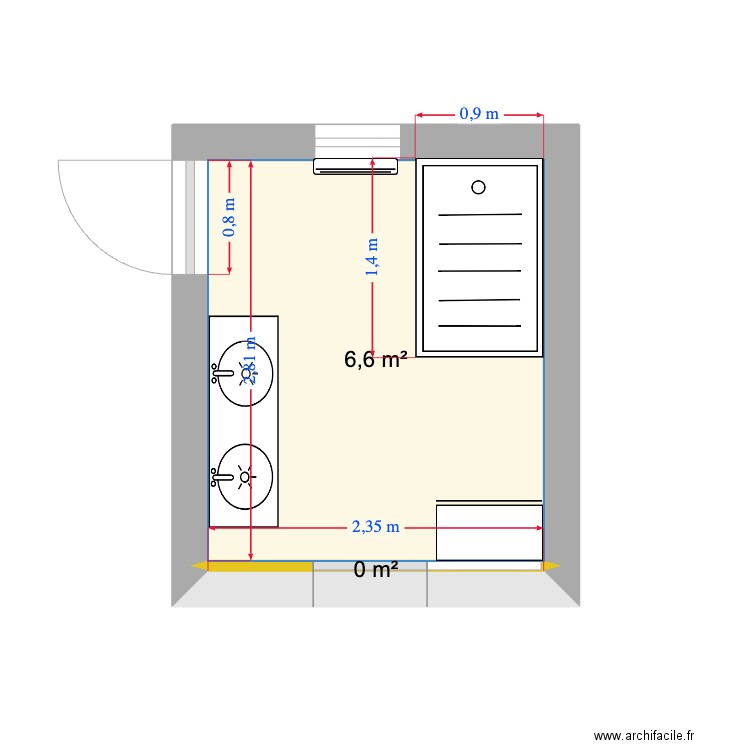 GABARD. Plan de 2 pièces et 7 m2