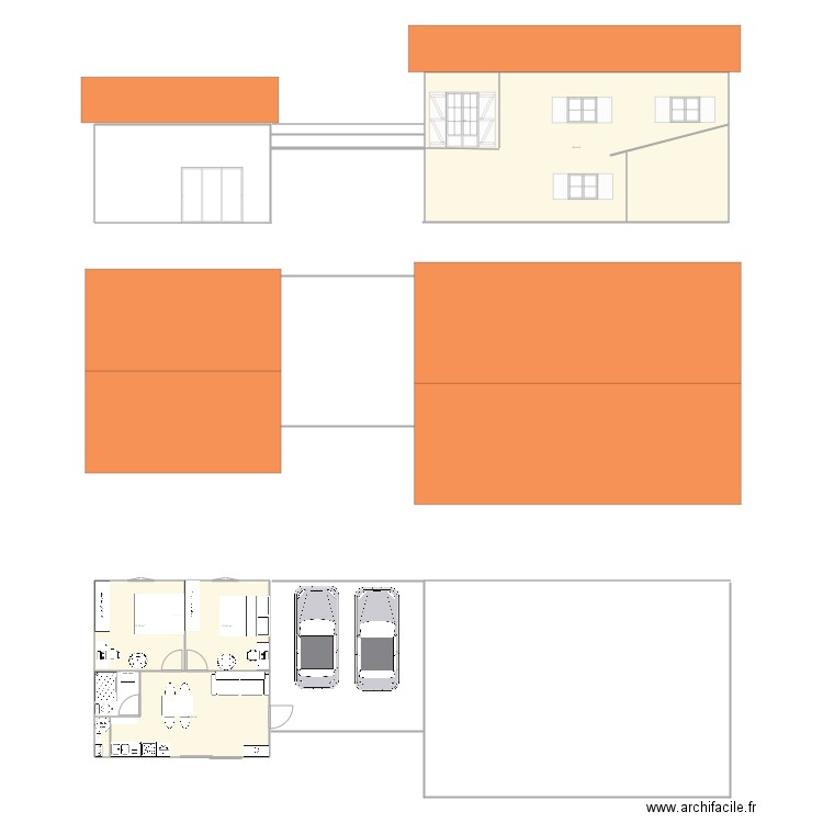 extention. Plan de 4 pièces et 113 m2