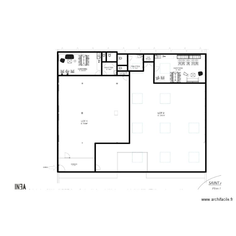 64-croquis RDC. Plan de 11 pièces et 80 m2