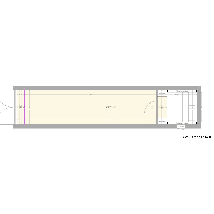 maison contenaire. Plan de 2 pièces et 27 m2