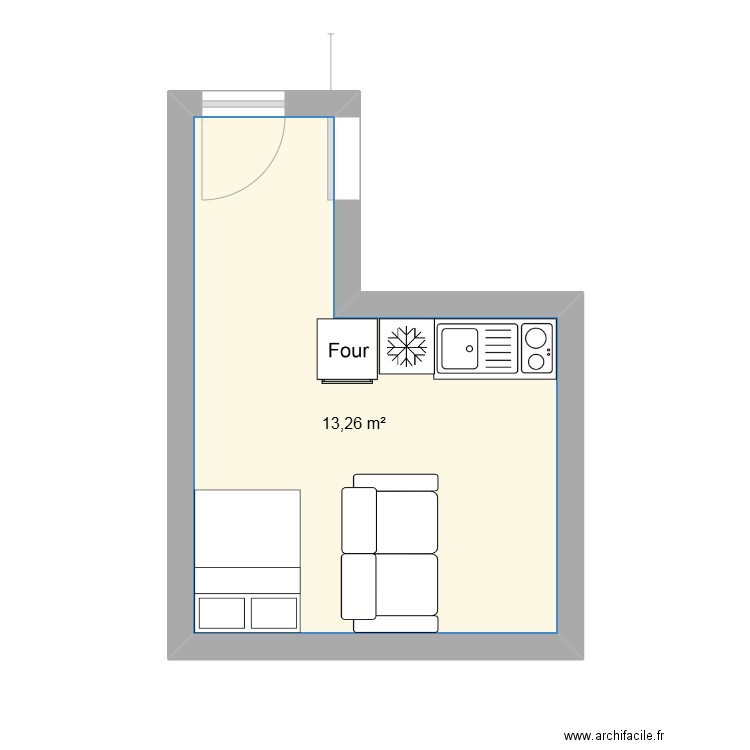 BTS . Plan de 1 pièce et 13 m2