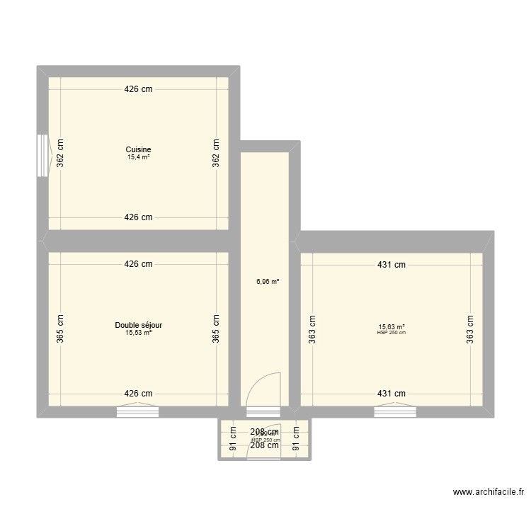 Maison. Plan de 5 pièces et 55 m2