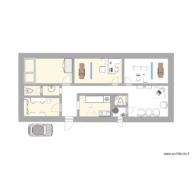 Cabinet. Plan de 9 pièces et 10 m2