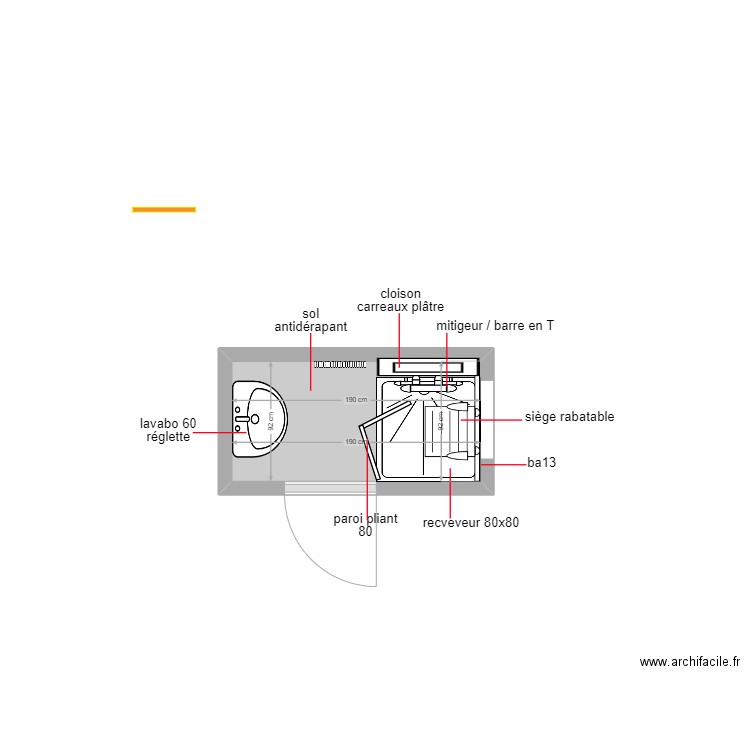 marou. Plan de 1 pièce et 2 m2