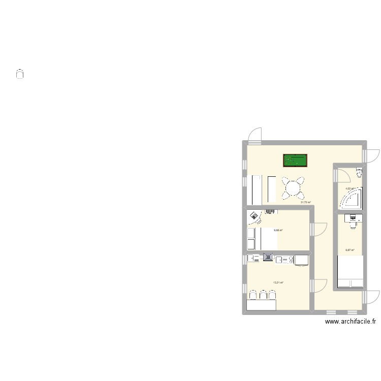 flo. Plan de 5 pièces et 66 m2