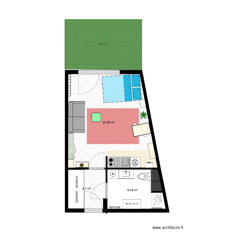 Le Raincy. Plan de 4 pièces et 31 m2