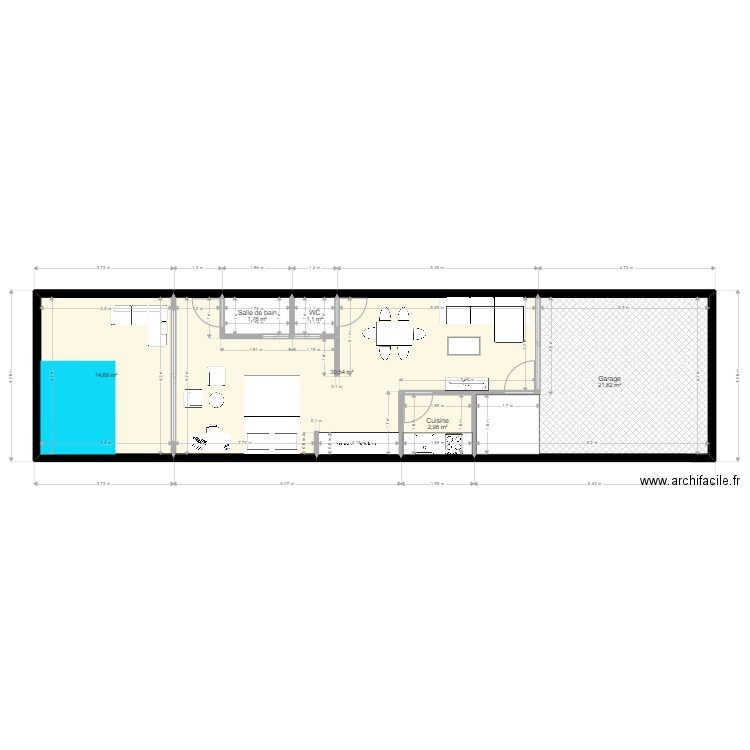 appartement 3. Plan de 6 pièces et 73 m2