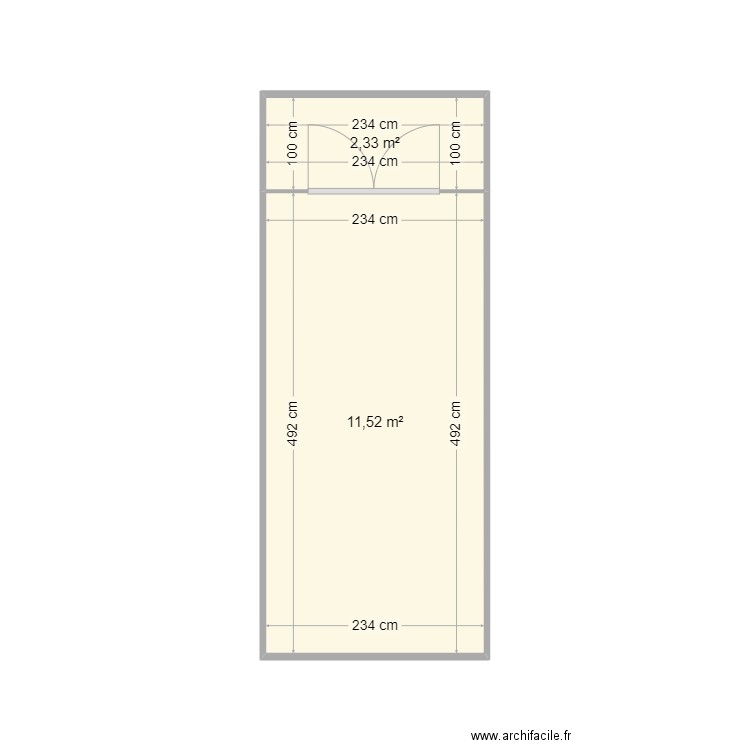 Conteneur SMI. Plan de 2 pièces et 14 m2