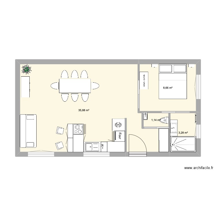 Grang'Appart. Plan de 4 pièces et 49 m2