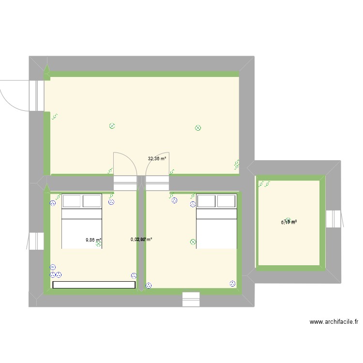 maison. Plan de 6 pièces et 56 m2