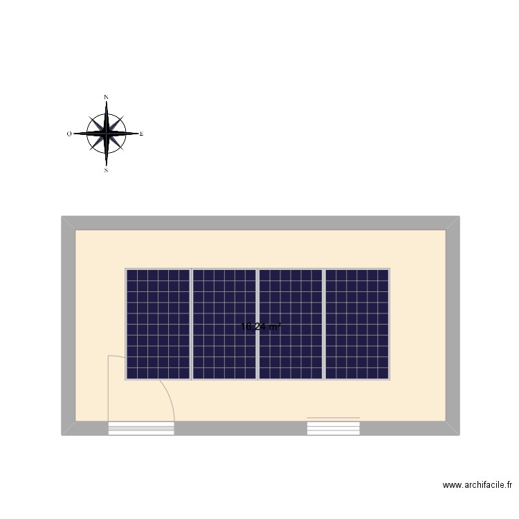 Cabanon APF. Plan de 1 pièce et 16 m2