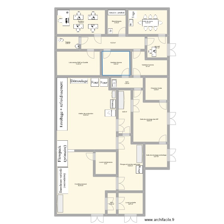 Plan USINE2. Plan de 20 pièces et 247 m2