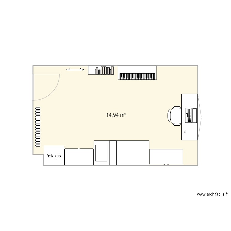 Chambre a peu près . Plan de 1 pièce et 15 m2