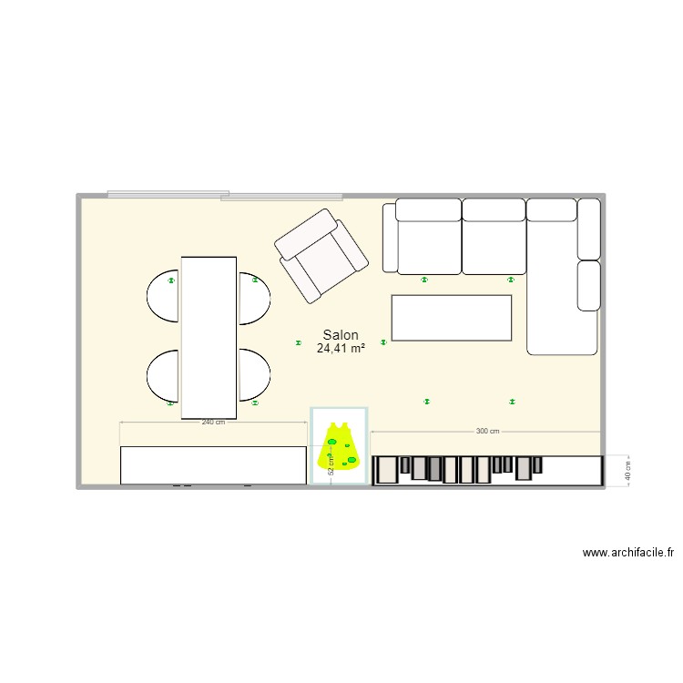 Salan. Plan de 1 pièce et 24 m2