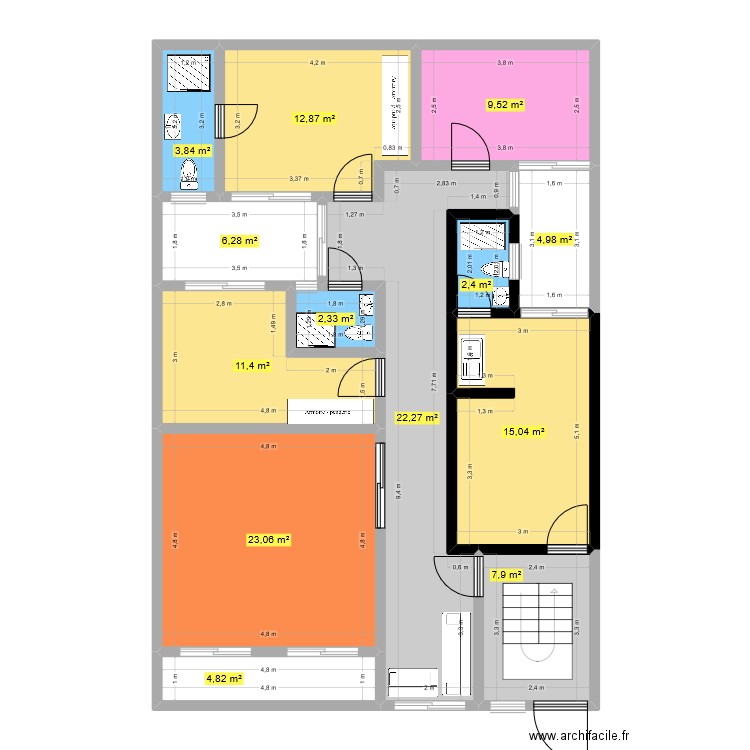 odiaoETAGE6. Plan de 13 pièces et 127 m2