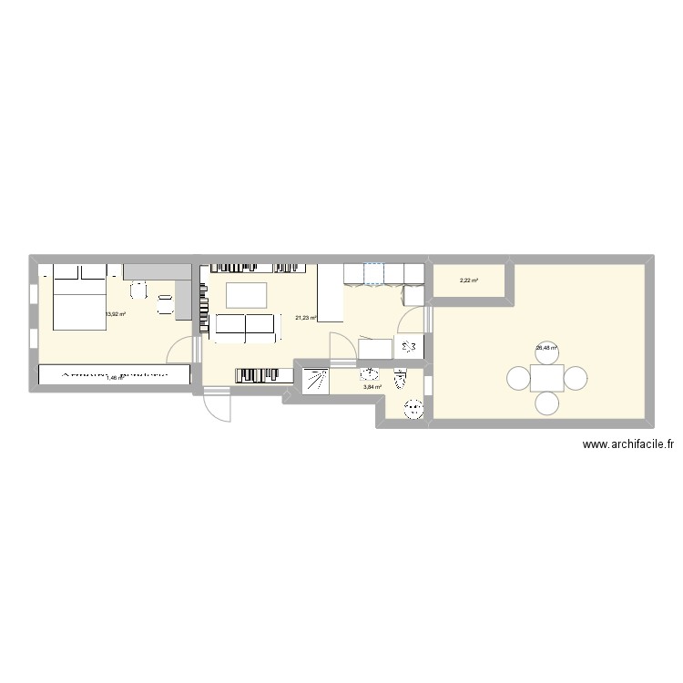 Marina maison v2. Plan de 6 pièces et 69 m2