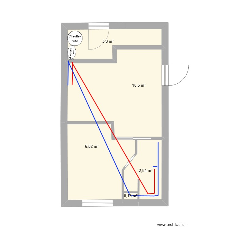 fadom11 réseau plomb. Plan de 5 pièces et 23 m2