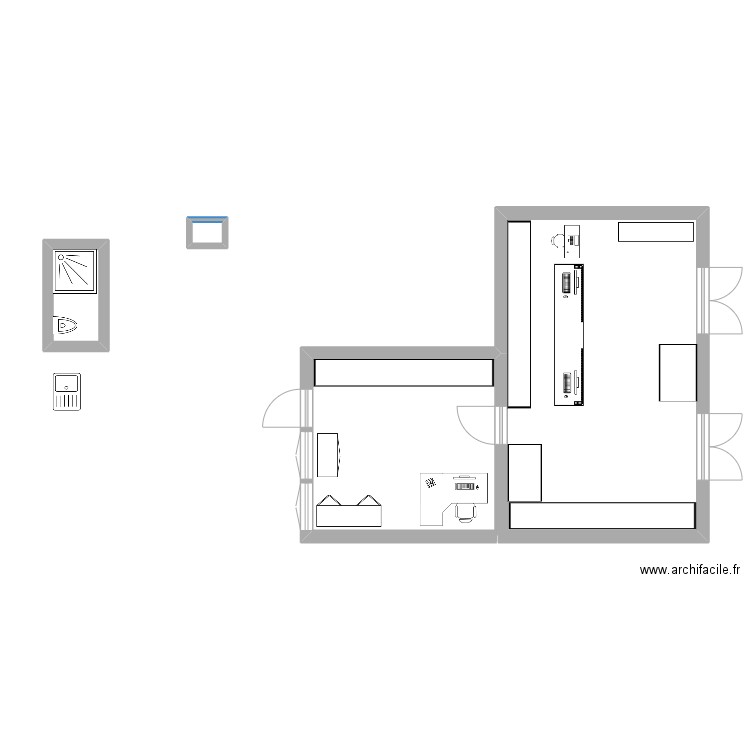 plan pharmacie. Plan de 2 pièces et 2 m2