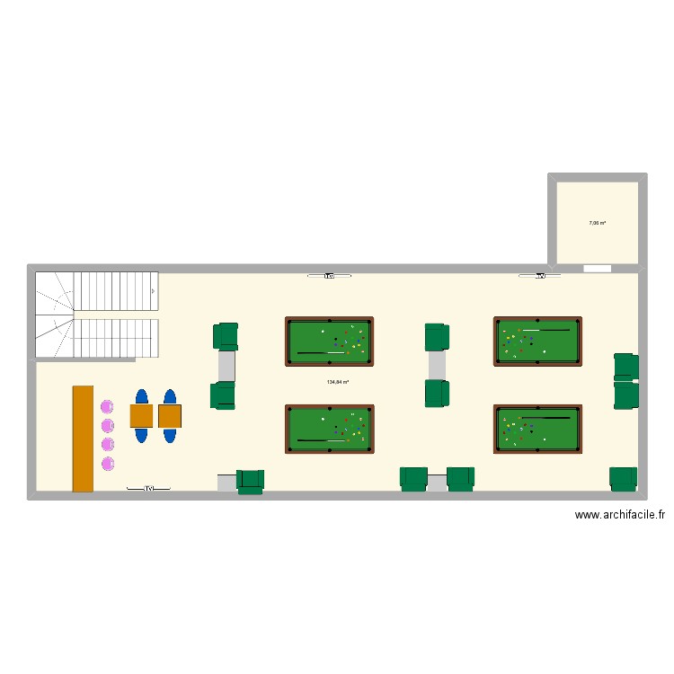 BLoub. Plan de 2 pièces et 142 m2