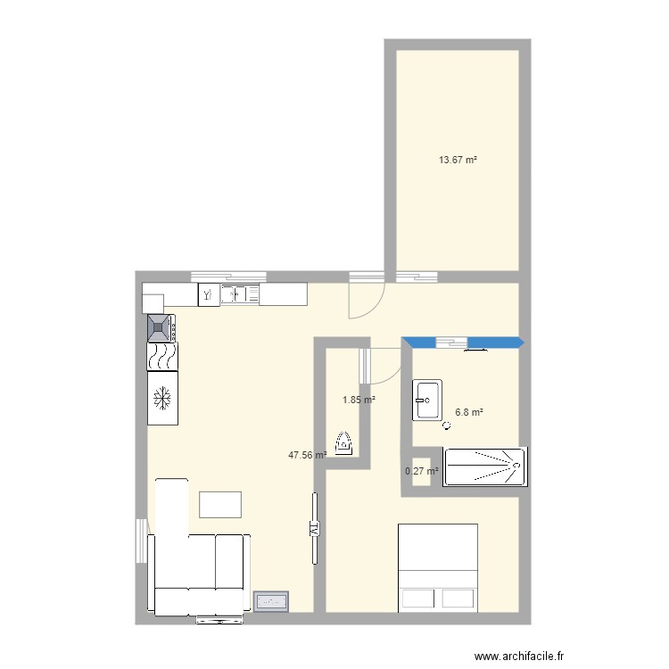 petite villa. Plan de 5 pièces et 70 m2