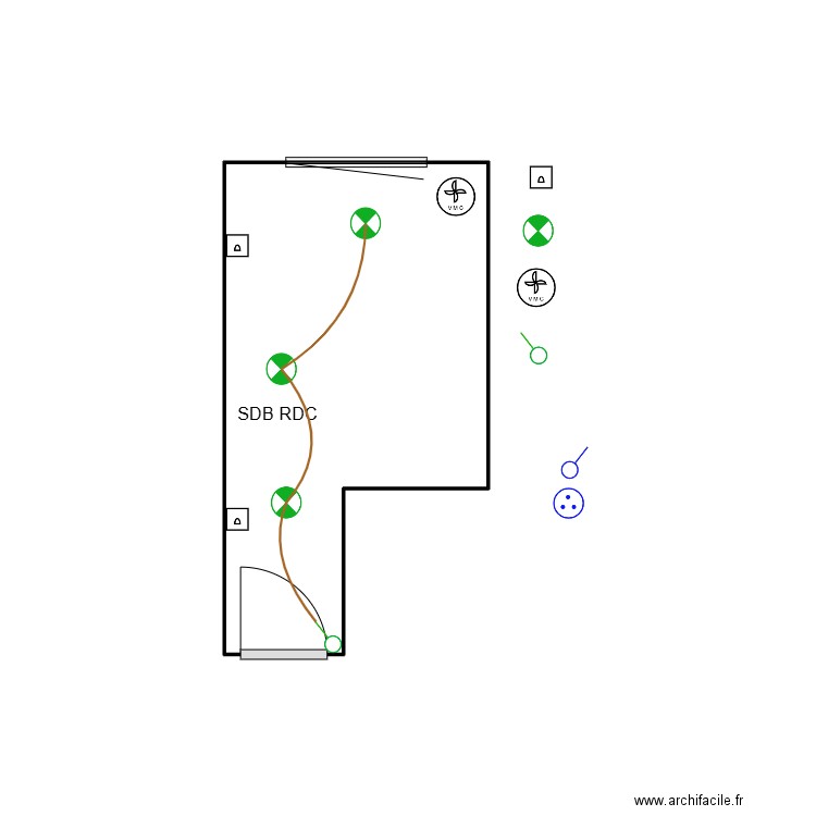 SDB RDC ELECTRIQUE. Plan de 1 pièce et 4 m2