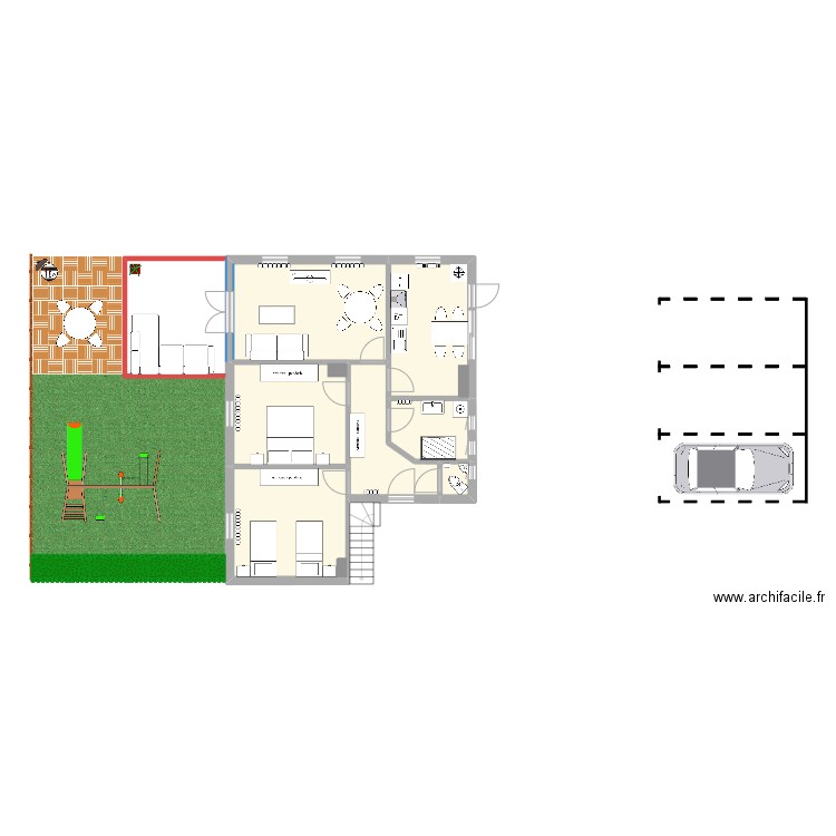 Appart. Plan de 7 pièces et 71 m2