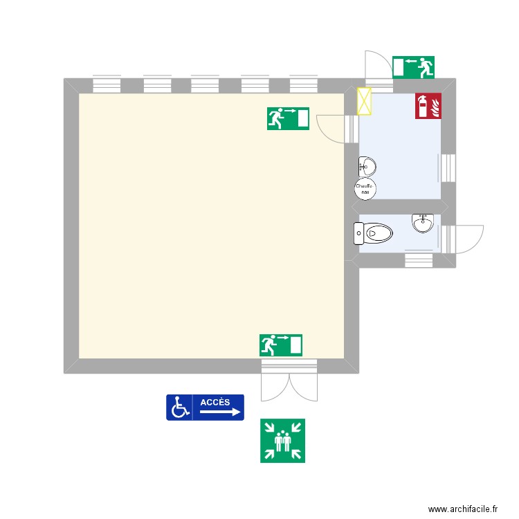 Morgue. Plan de 3 pièces et 26 m2