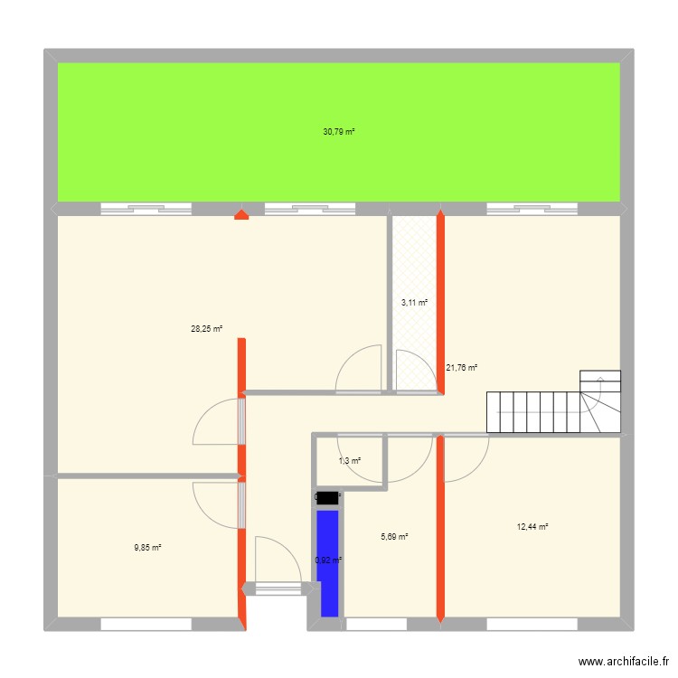 V0.0. Plan de 24 pièces et 201 m2