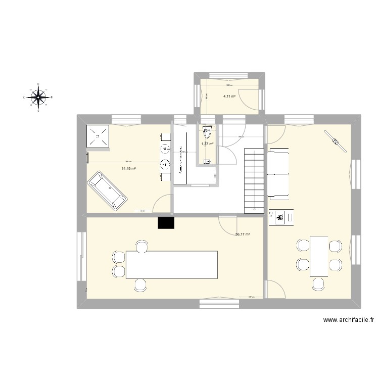 Maison 2. Plan de 4 pièces et 76 m2