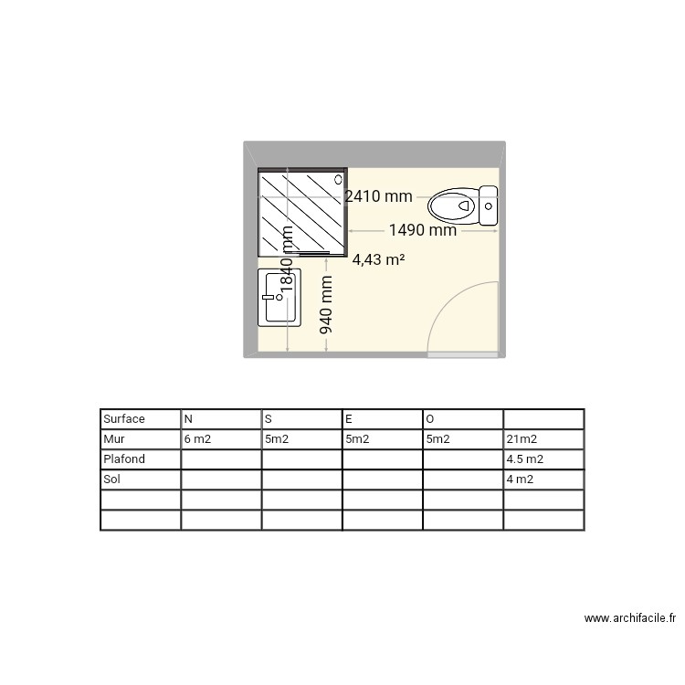 thomas. Plan de 1 pièce et 4 m2