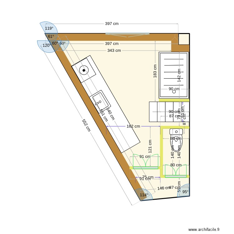 Salle de bain 2. Plan de 4 pièces et 12 m2