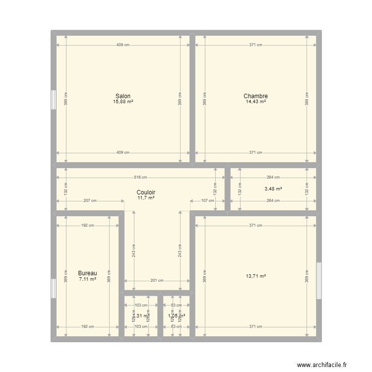 Clichy 1er étage save. Plan de 8 pièces et 69 m2