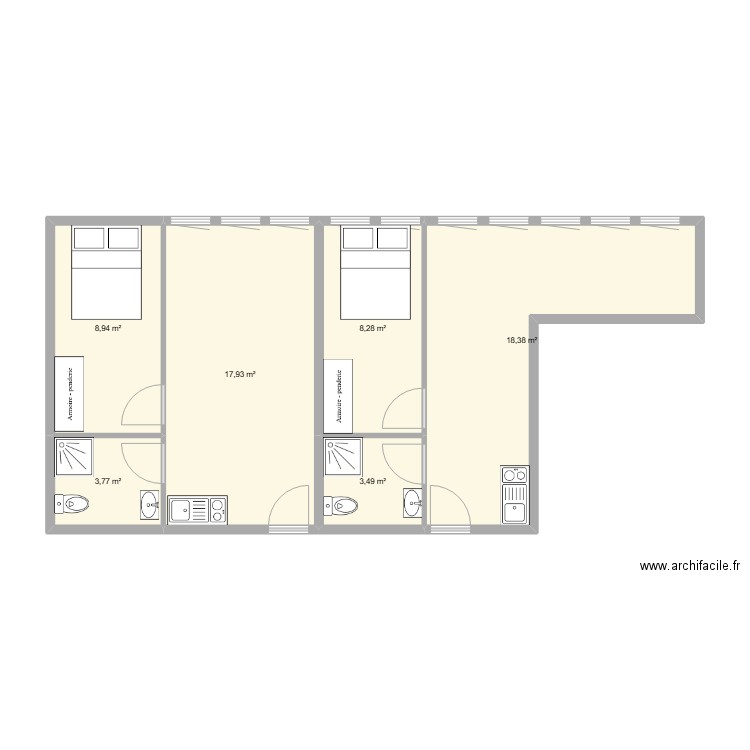 101 cours Fauriel. Plan de 6 pièces et 61 m2