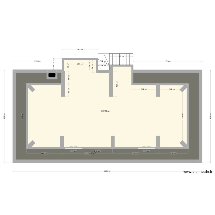 maison gardien etage. Plan de 3 pièces et 75 m2