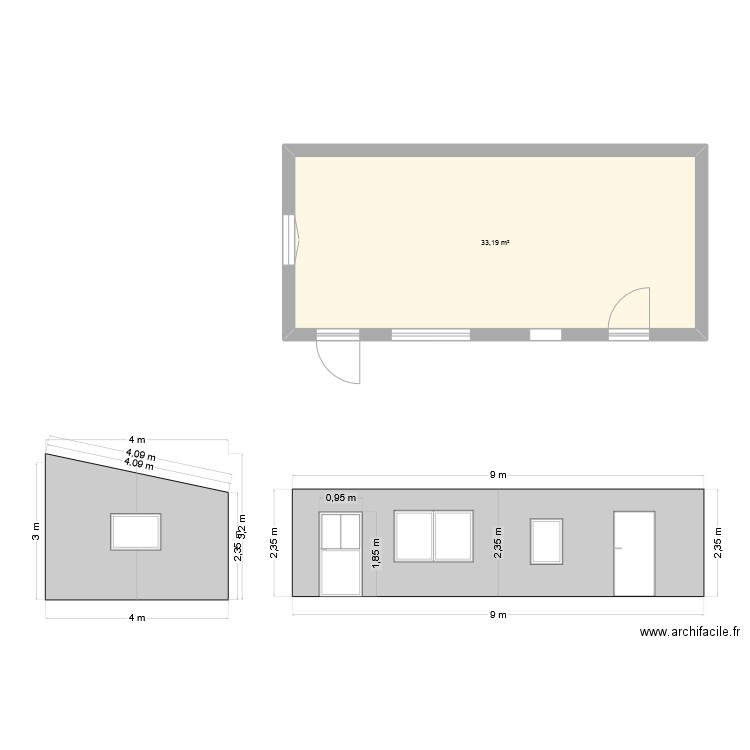 verdun. Plan de 1 pièce et 33 m2