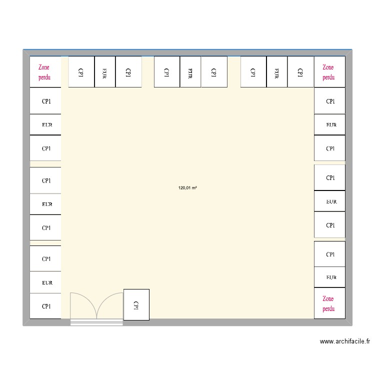 EVV. Plan de 1 pièce et 120 m2