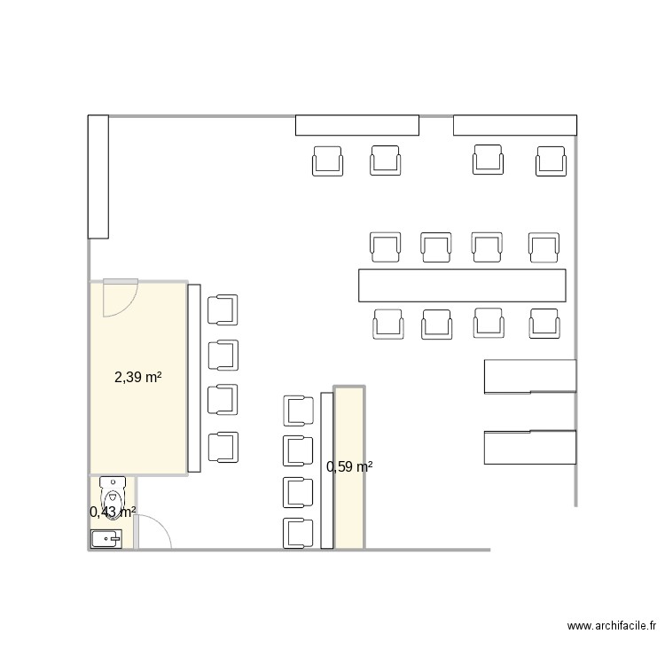 croquis salon. Plan de 3 pièces et 3 m2