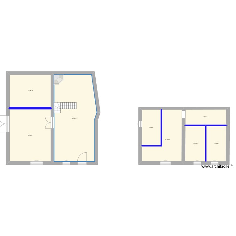 Cousa 2. Plan de 8 pièces et 176 m2