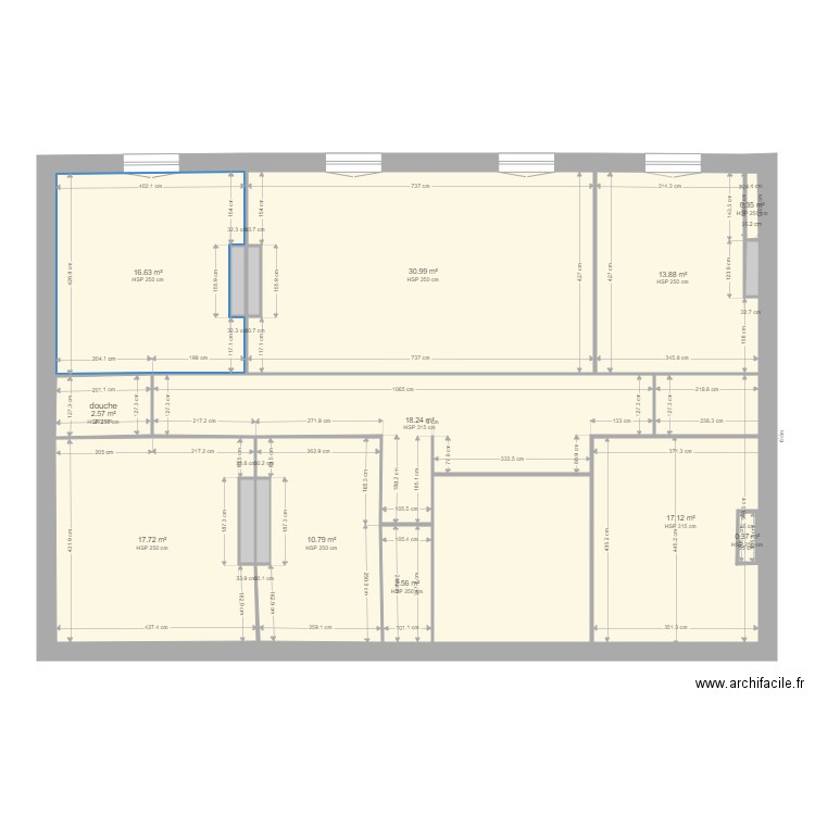 f baudin 119. Plan de 17 pièces et 146 m2