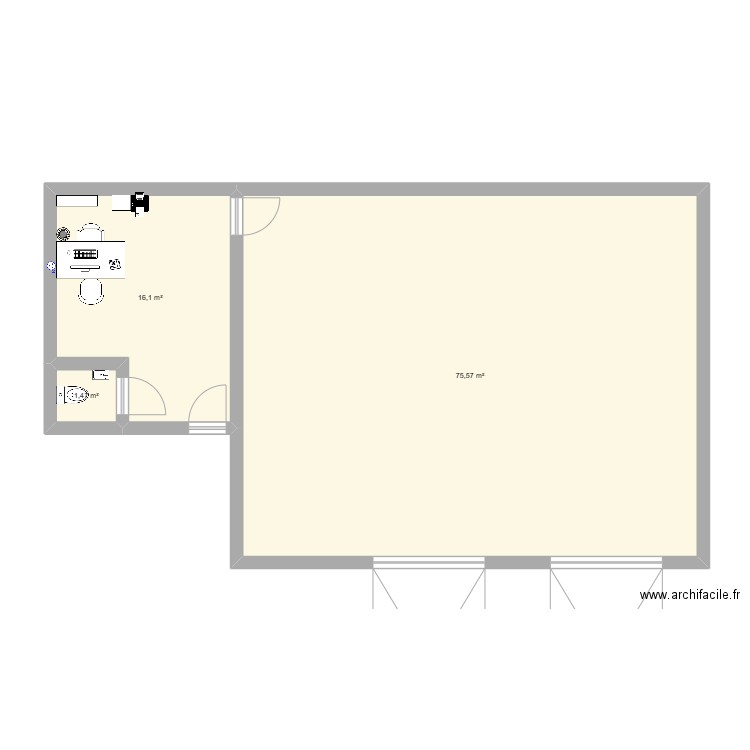 Entrepôt Parcs et Jardin. Plan de 3 pièces et 93 m2